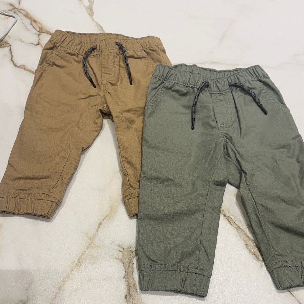 Gap Kids Elastic Waist Pants - Tan and Green
